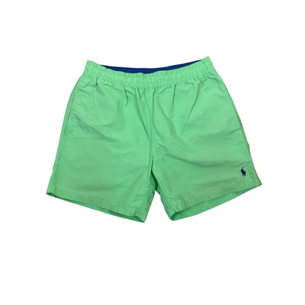 Polo Ralph Lauren Neon Green Traveler Swim Trunks Mesh Lined Pony Logo M